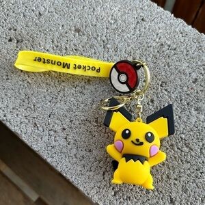 Pocket Monster Pokemon Pitchu 3D silicone keychain with wristband